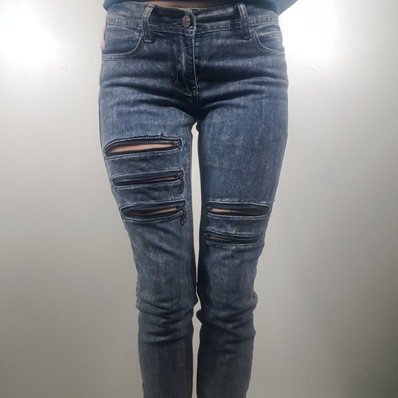 Y2K Vintage 2000’s Hip Hop Rocawear Denim Jeans Zipper Cut Distressed Pants - Picture 6 of 8